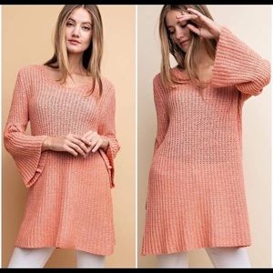 One left! Coral tunic sweater